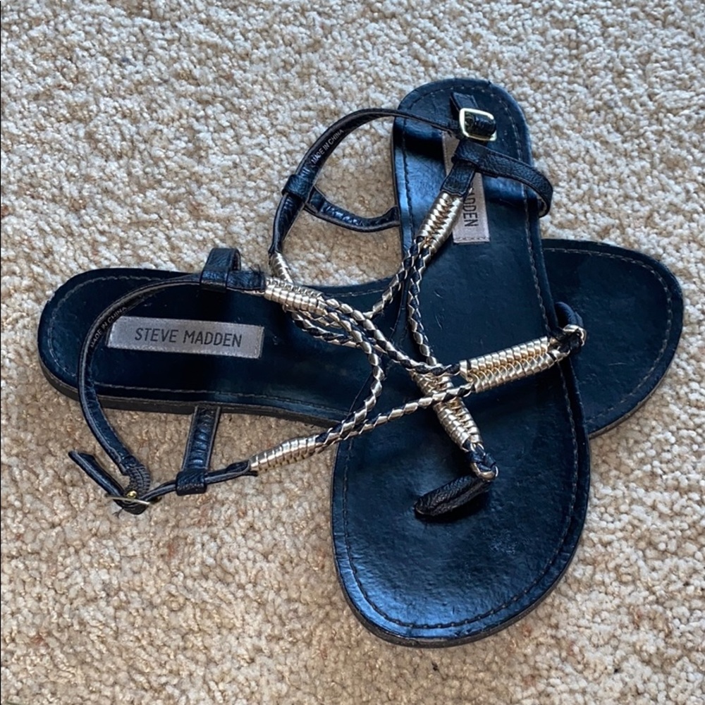 Steve Madden Black and Silver Sandals